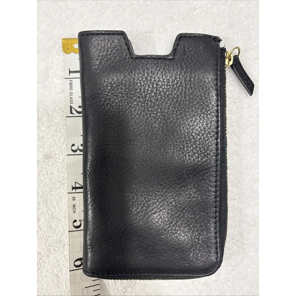 Fossil Phone Slide Black Leather Zip Wallet NWT SL7316001